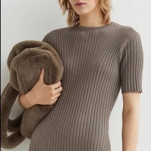 Bundle of H&M black rib knit dress and Cole Haan crossbody bag